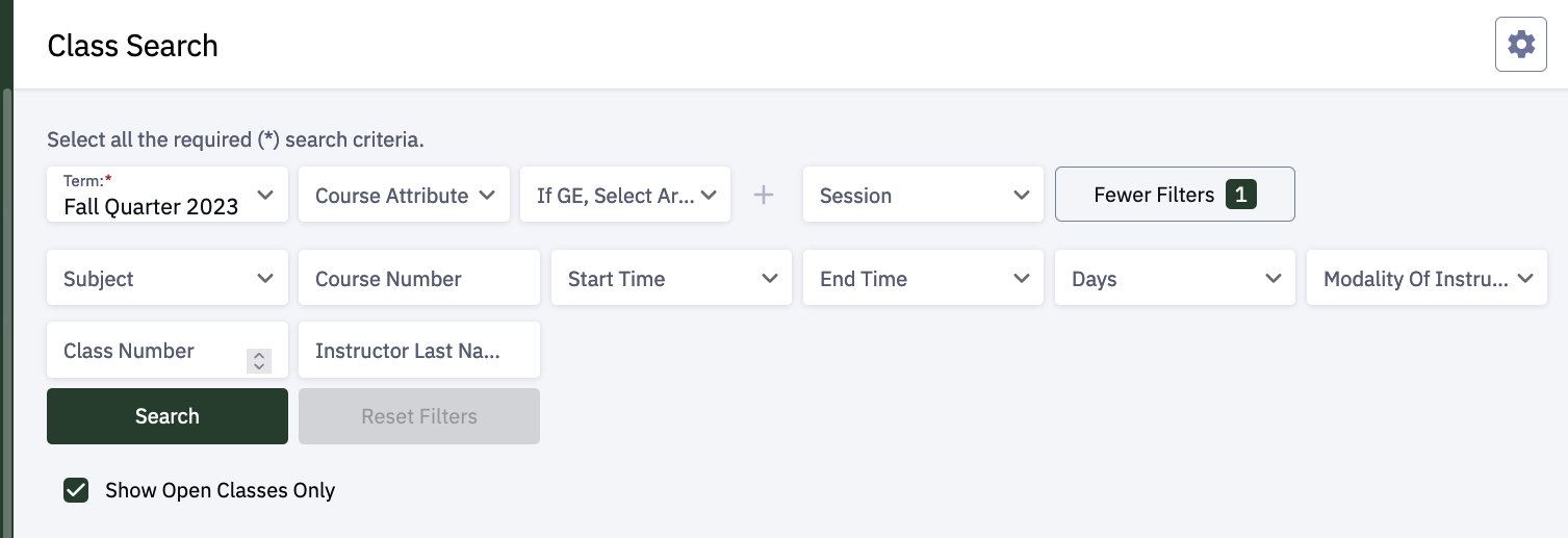 Class Search Office of the Registrar Cal Poly, San Luis Obispo